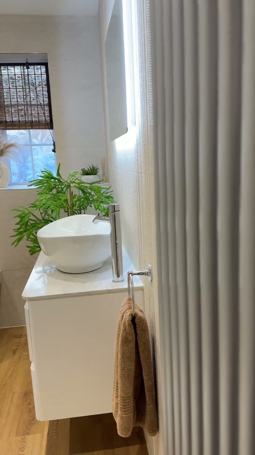 Warm-toned bathroom
