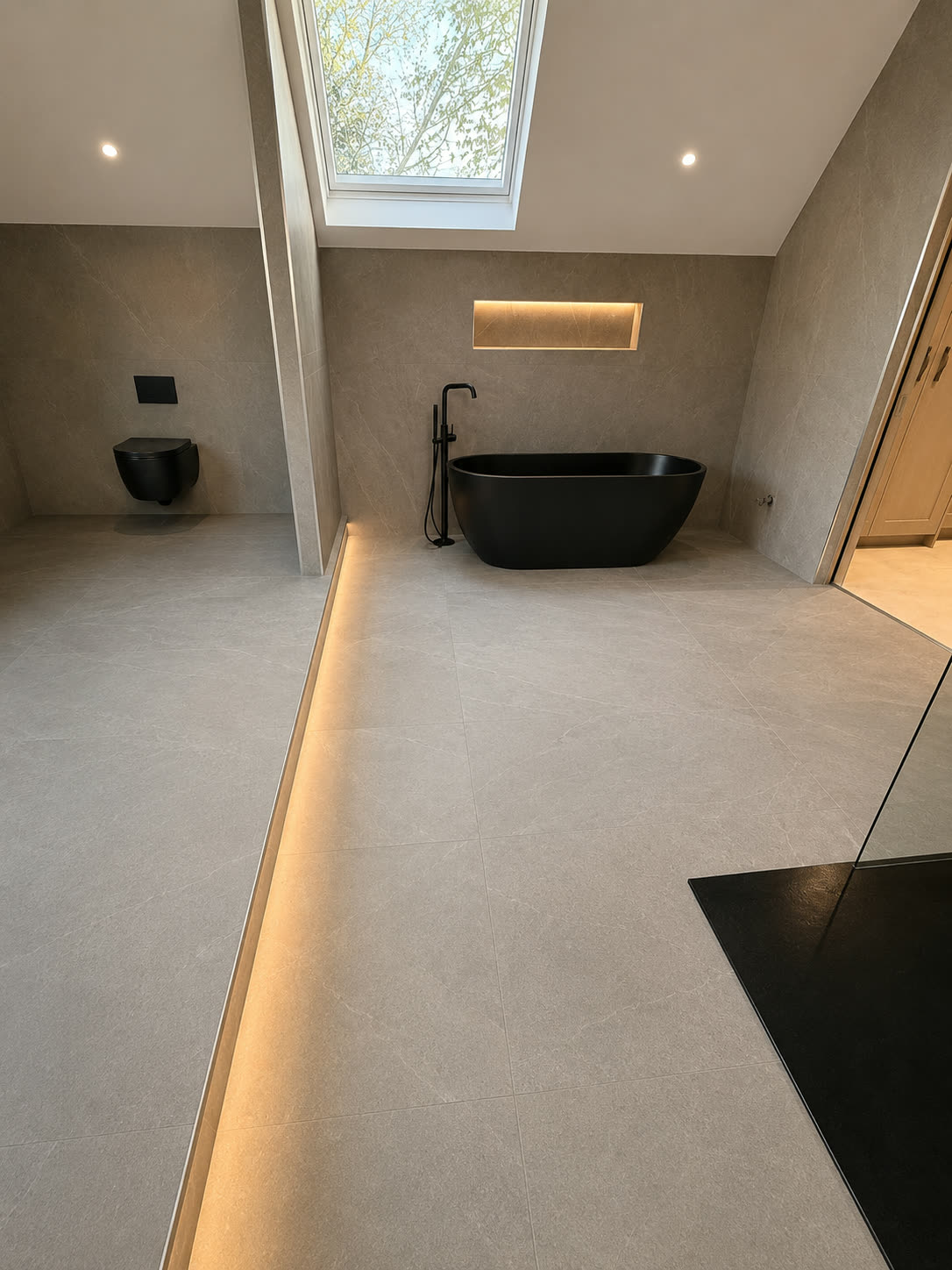 Completed stone bathroom installation by Andersons Homes